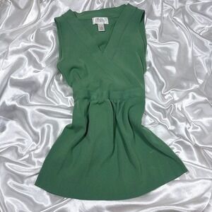 y2k Ann Taylor LOFT Knit Top Green Excellent Surplice Empire Waist Sleeveless S